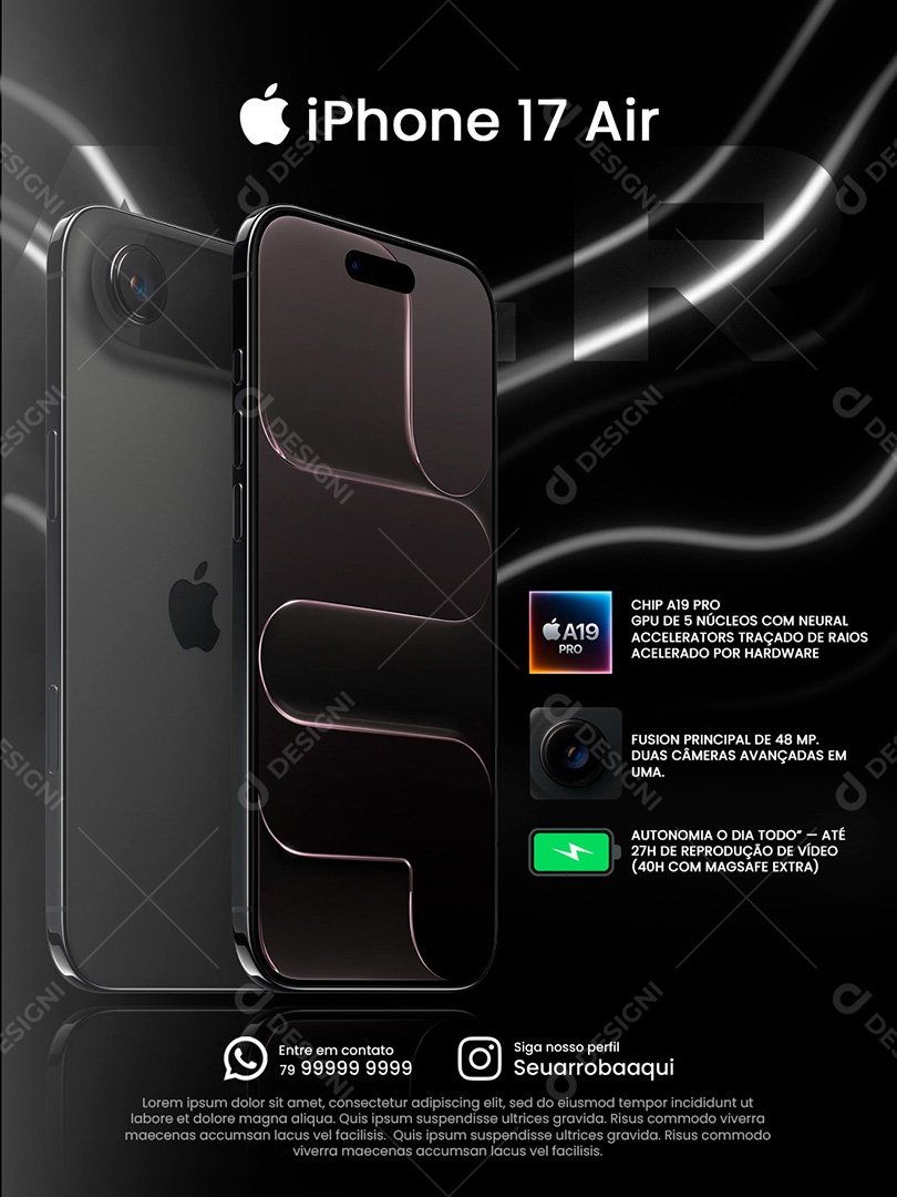 IPhone 17 Air Social Media Feed PSD Editável