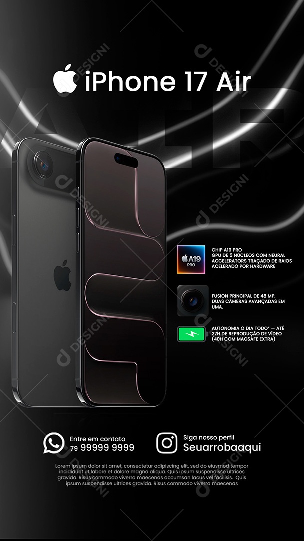 IPhone 17 Air Social Media Storys PSD Editável