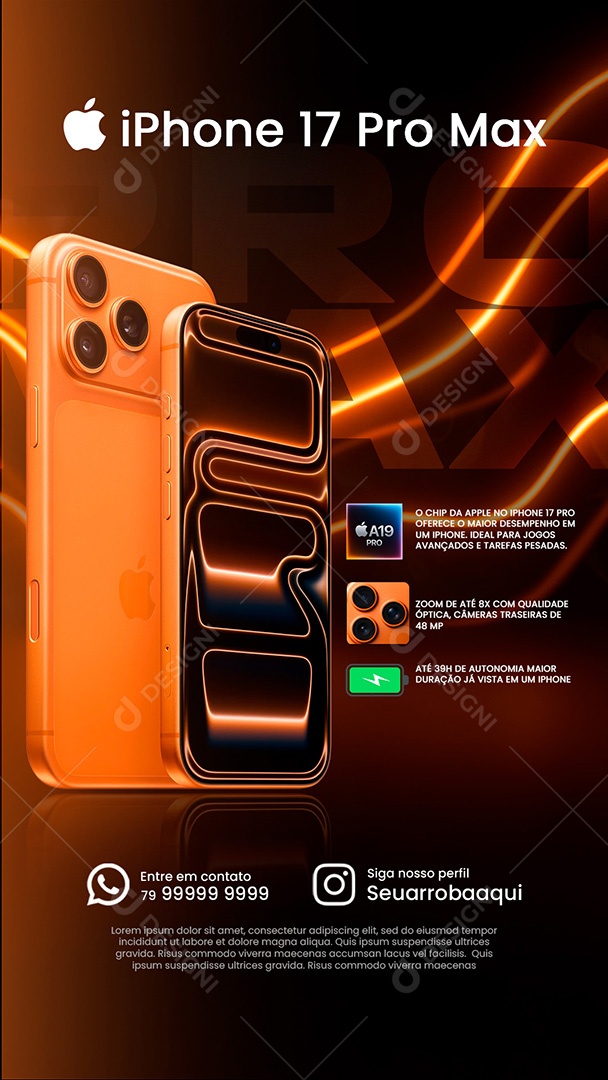 IPhone 17 Prox Max Social Media Storys PSD Editável