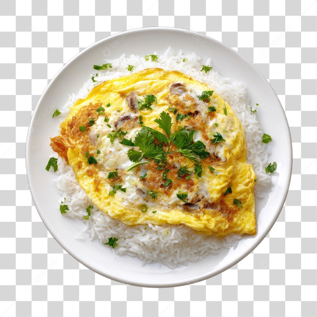 Arroz e Omelete PNG Transparente