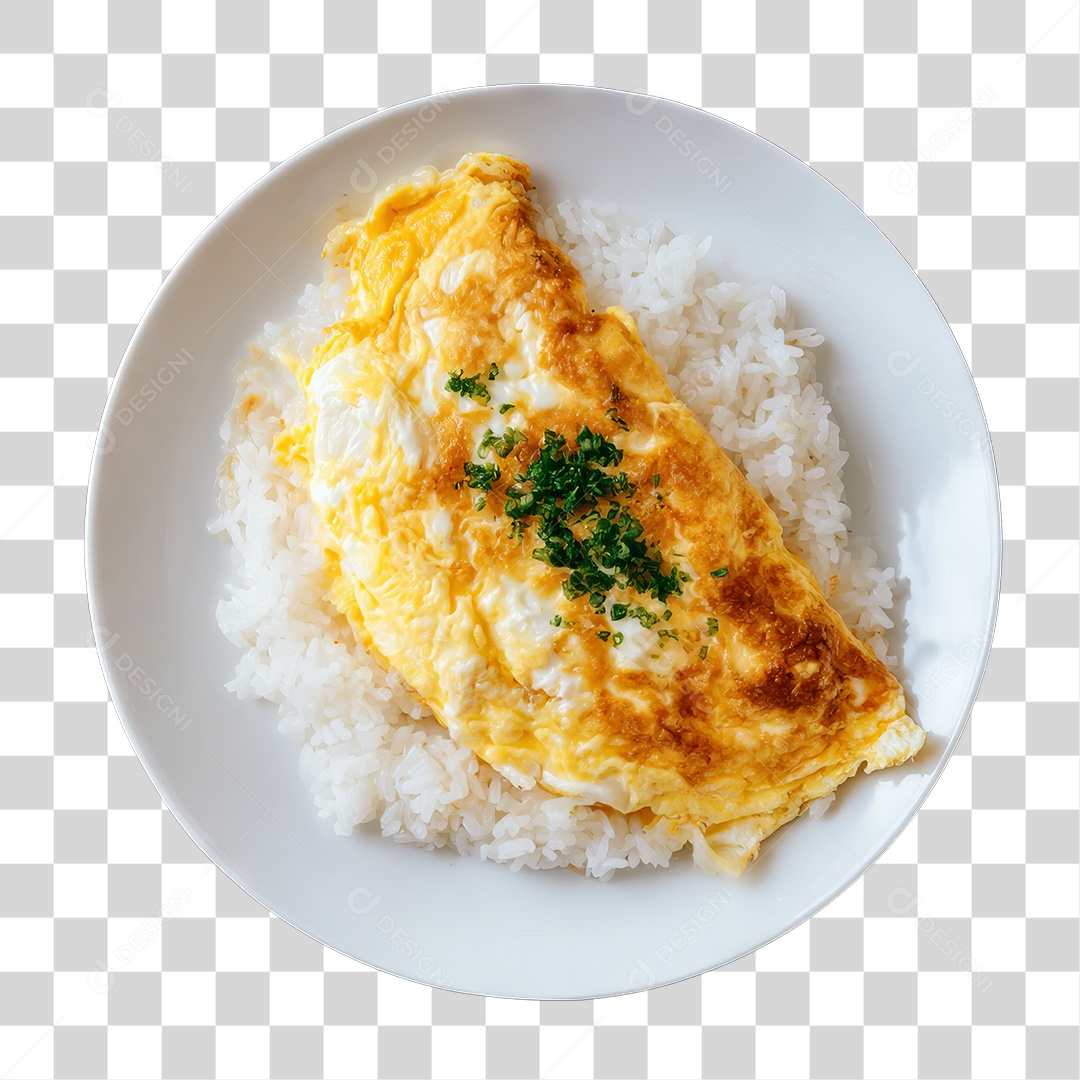 Arroz e Omelete PNG Transparente
