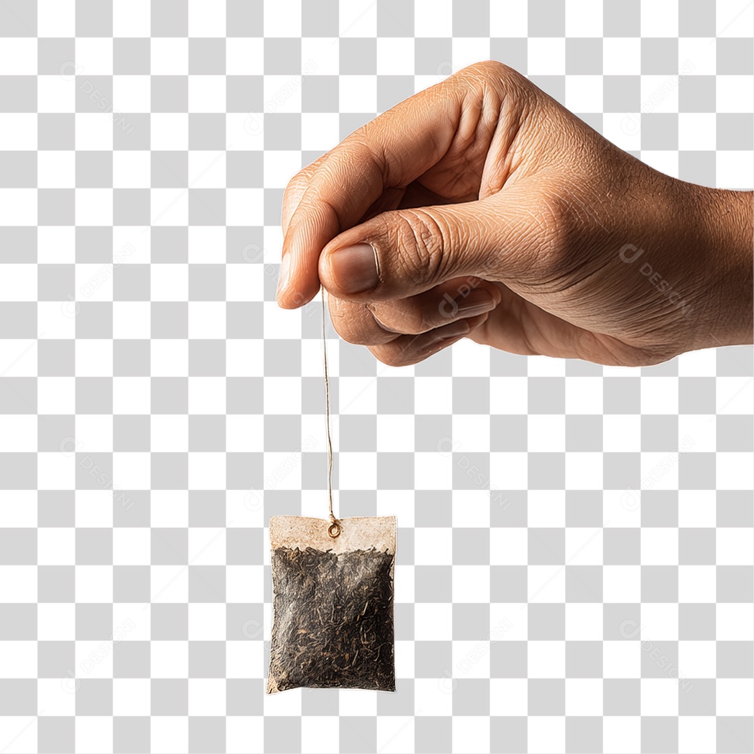 Mão Segurando Saquinho de Chá PNG Transparente