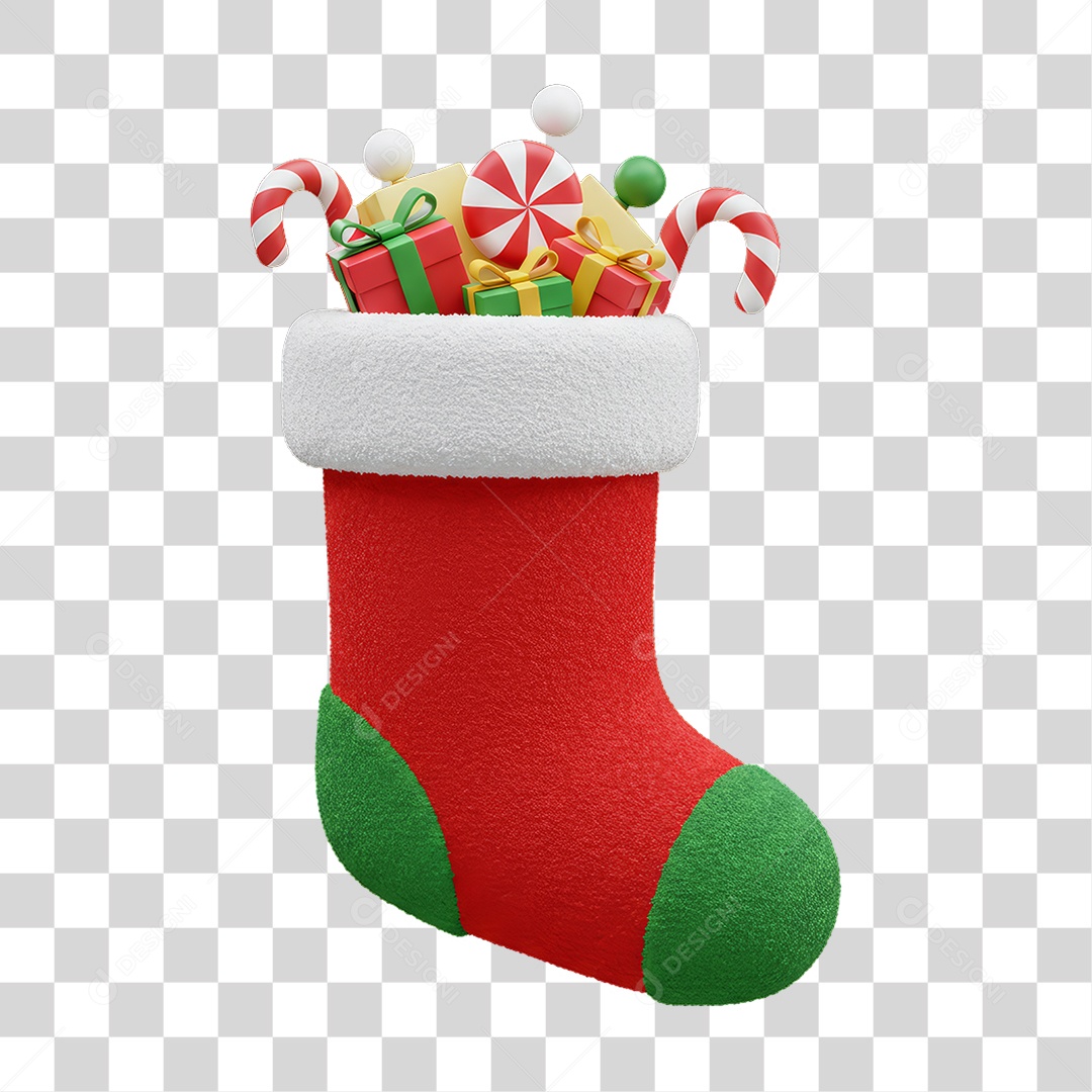 Meia com Doces Decoração de Natal PNG Transparente