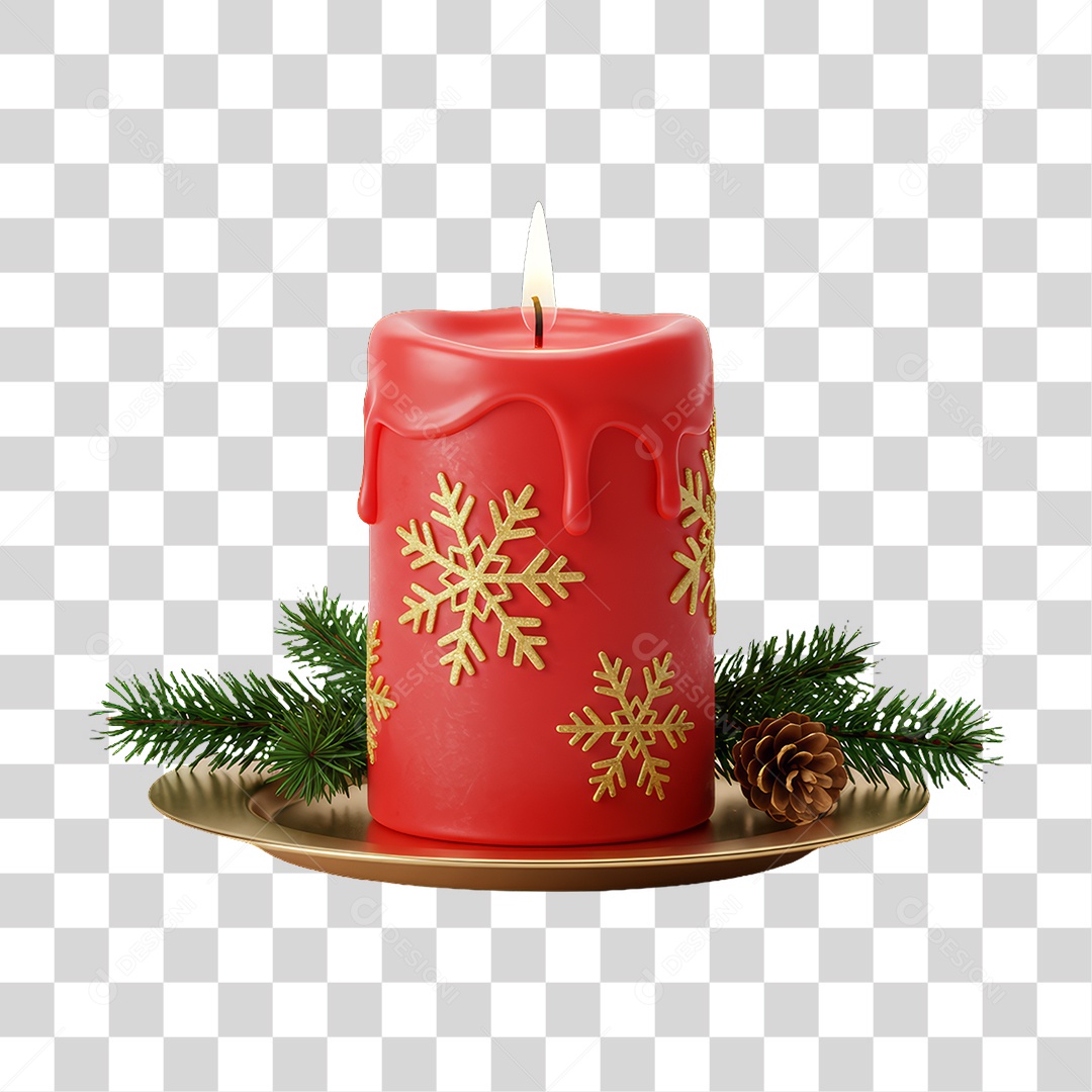 Vela Vermelha Decoração de Natal PNG Transparente