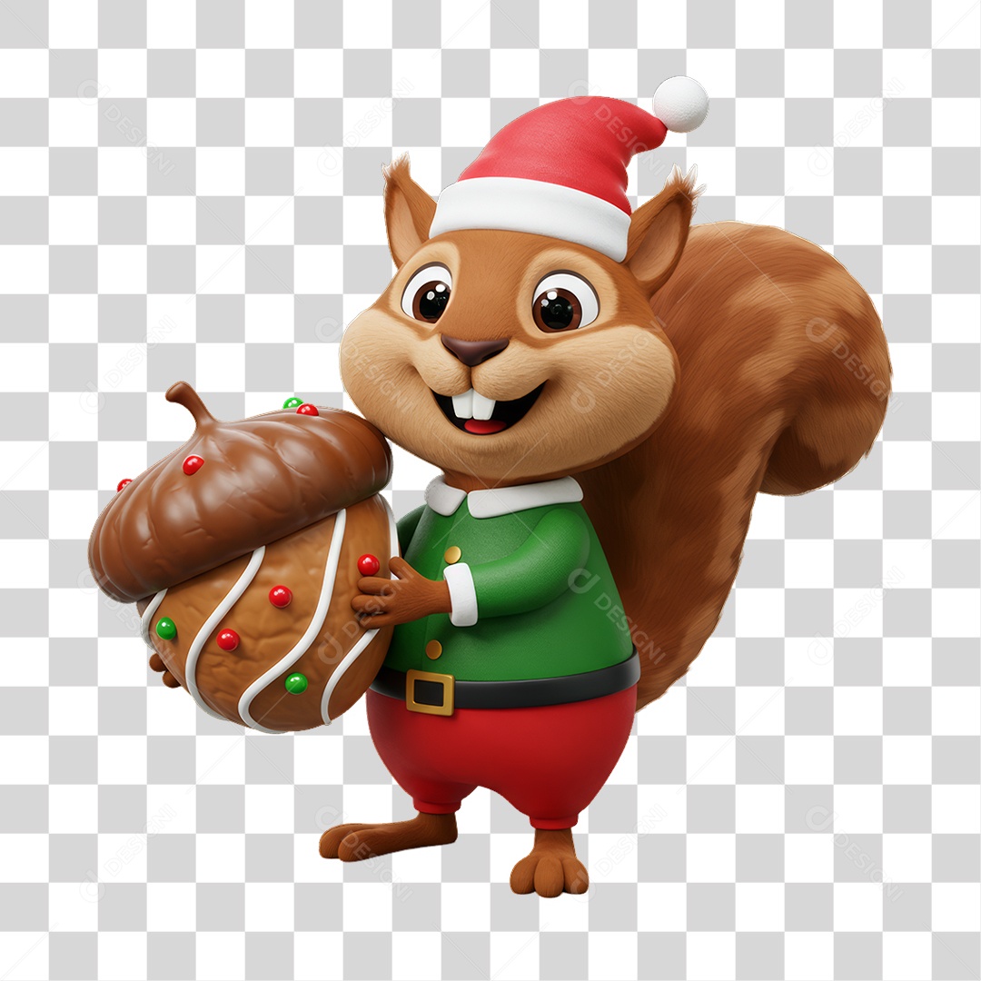 Mascote Esquilo Decoração de Natal PNG Transparente