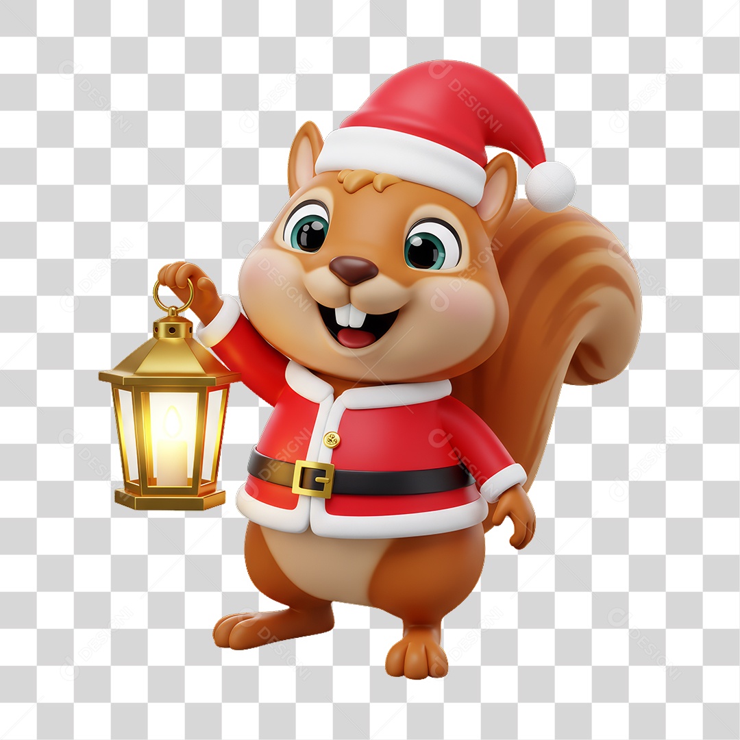 Mascote Esquilo Decoração de Natal PNG Transparente