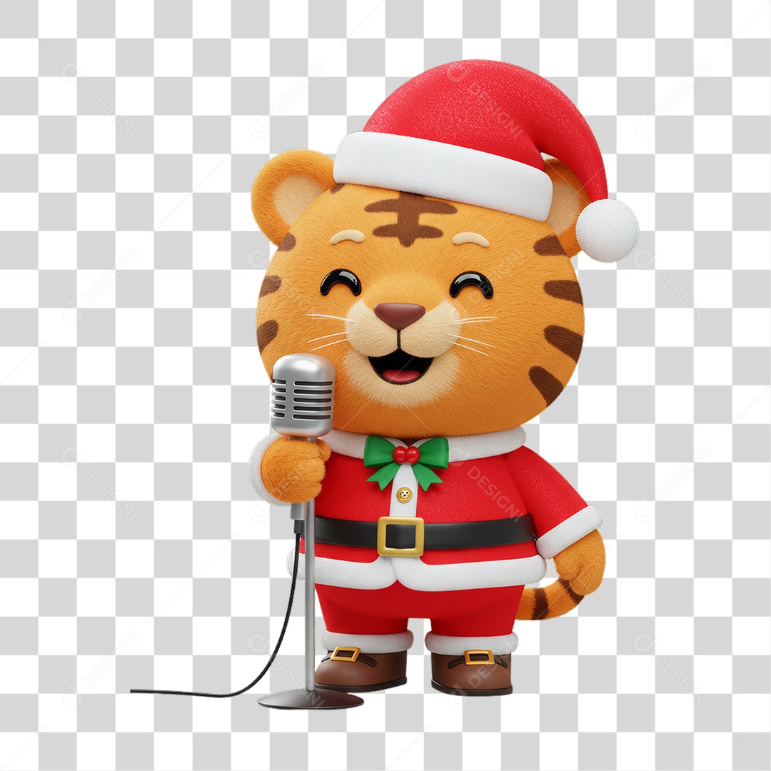 Mascote Tigre Decoração de Natal PNG Transparente