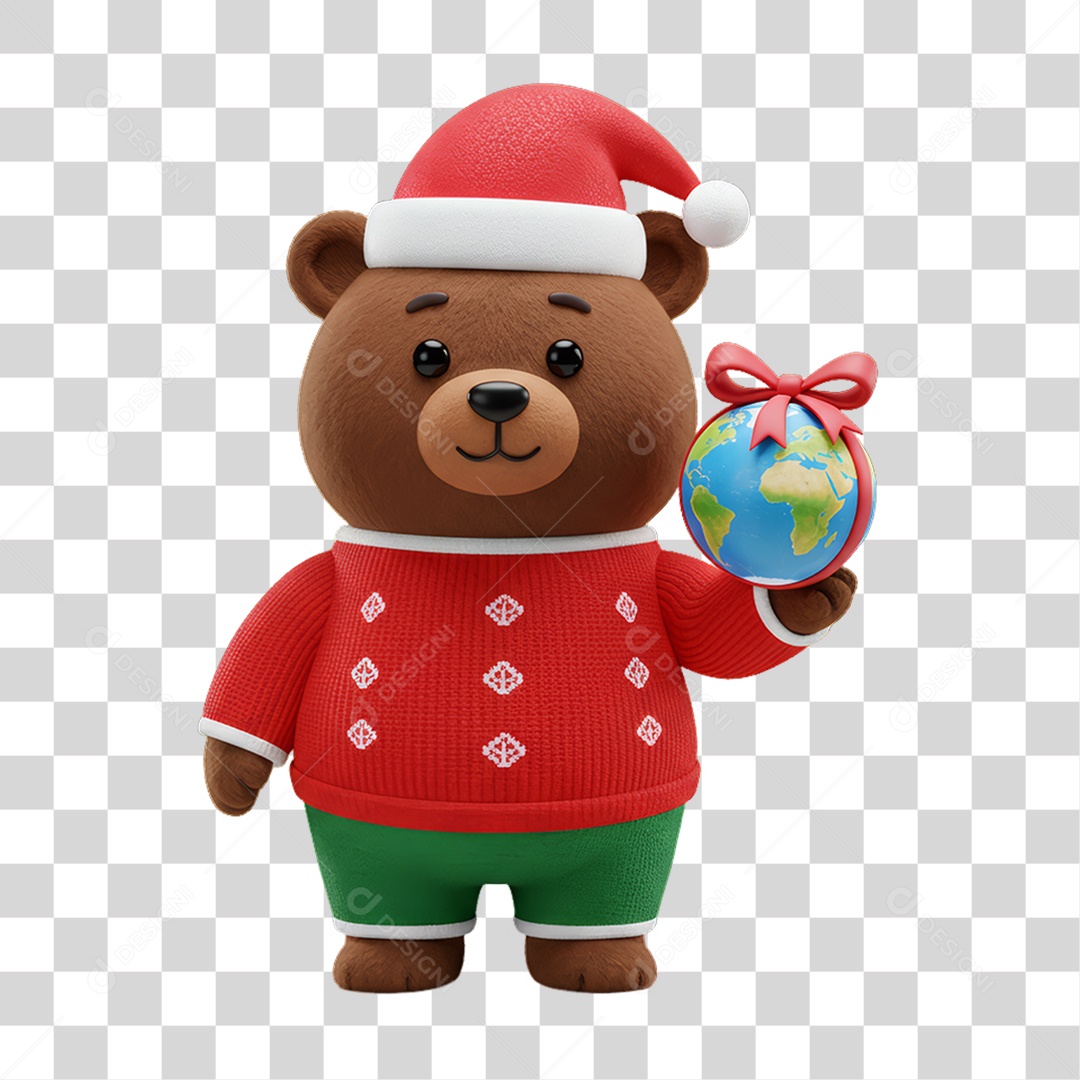 Mascote Urso Decoração de Natal PNG Transparente