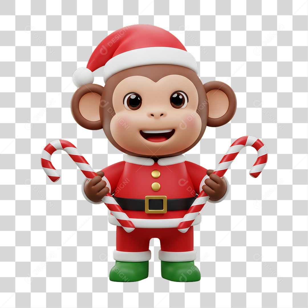 Mascote Macaco Decoração de Natal PNG Transparente