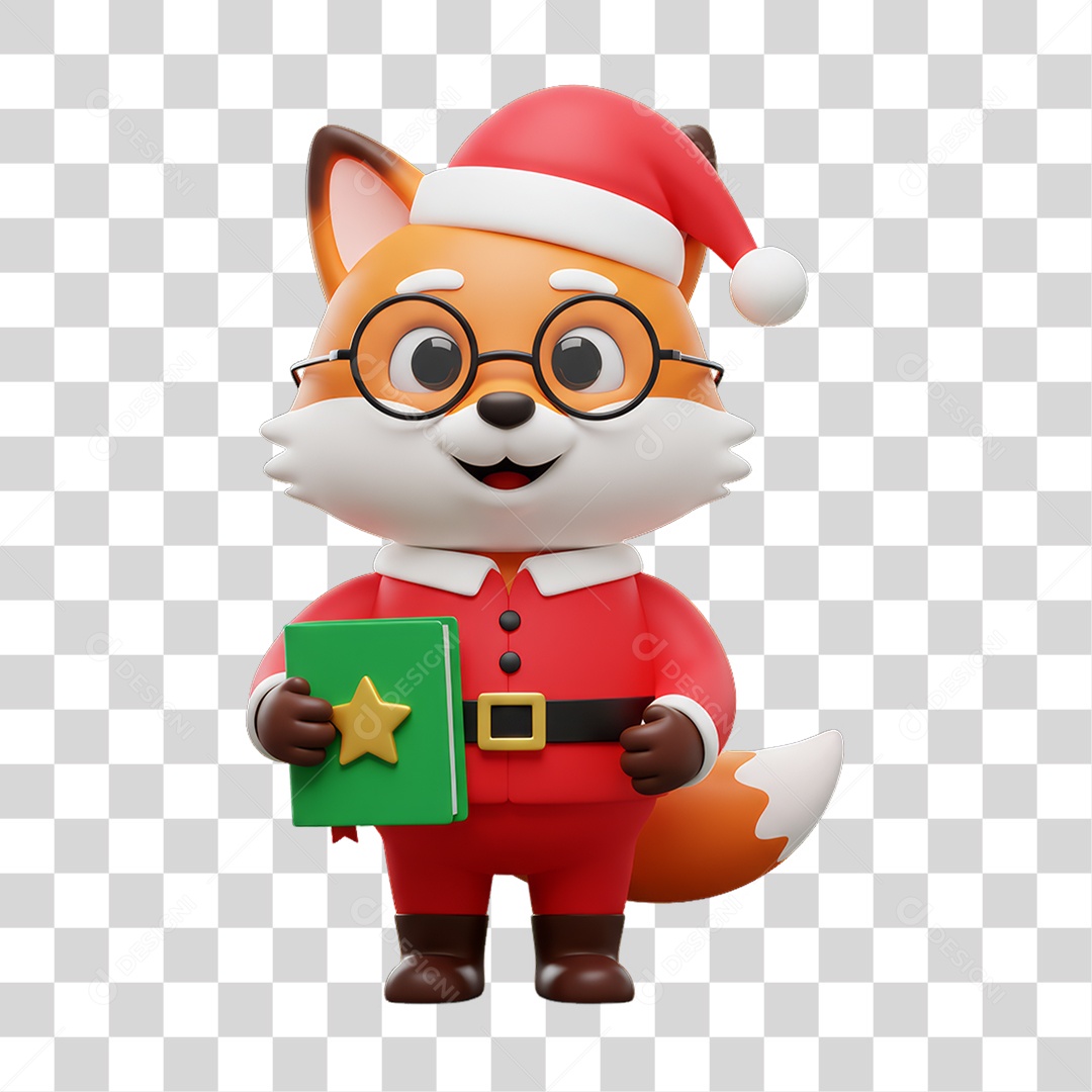 Mascote Raposa Decoração de Natal PNG Transparente