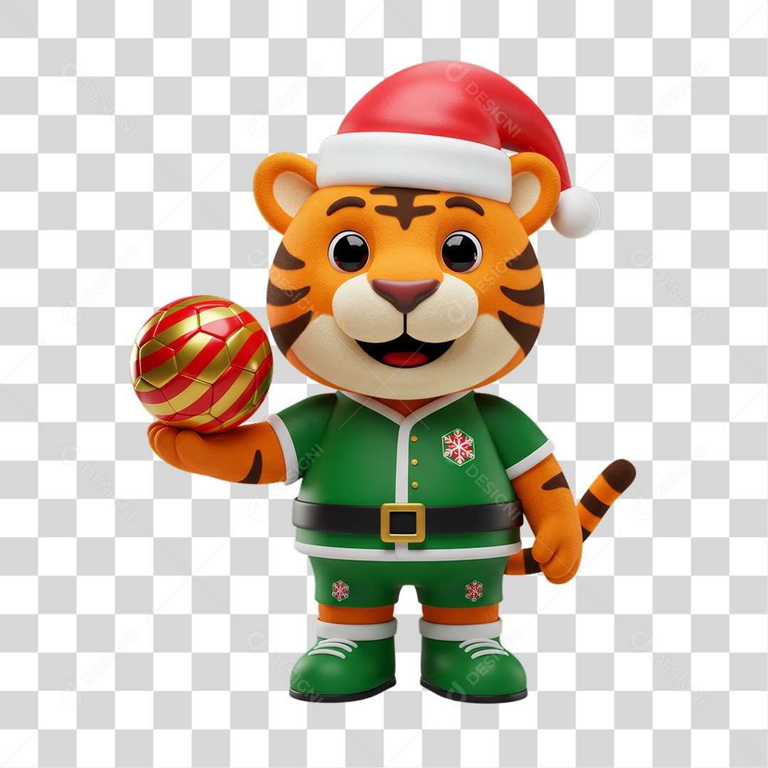 Mascote Tigre Decoração de Natal PNG Transparente