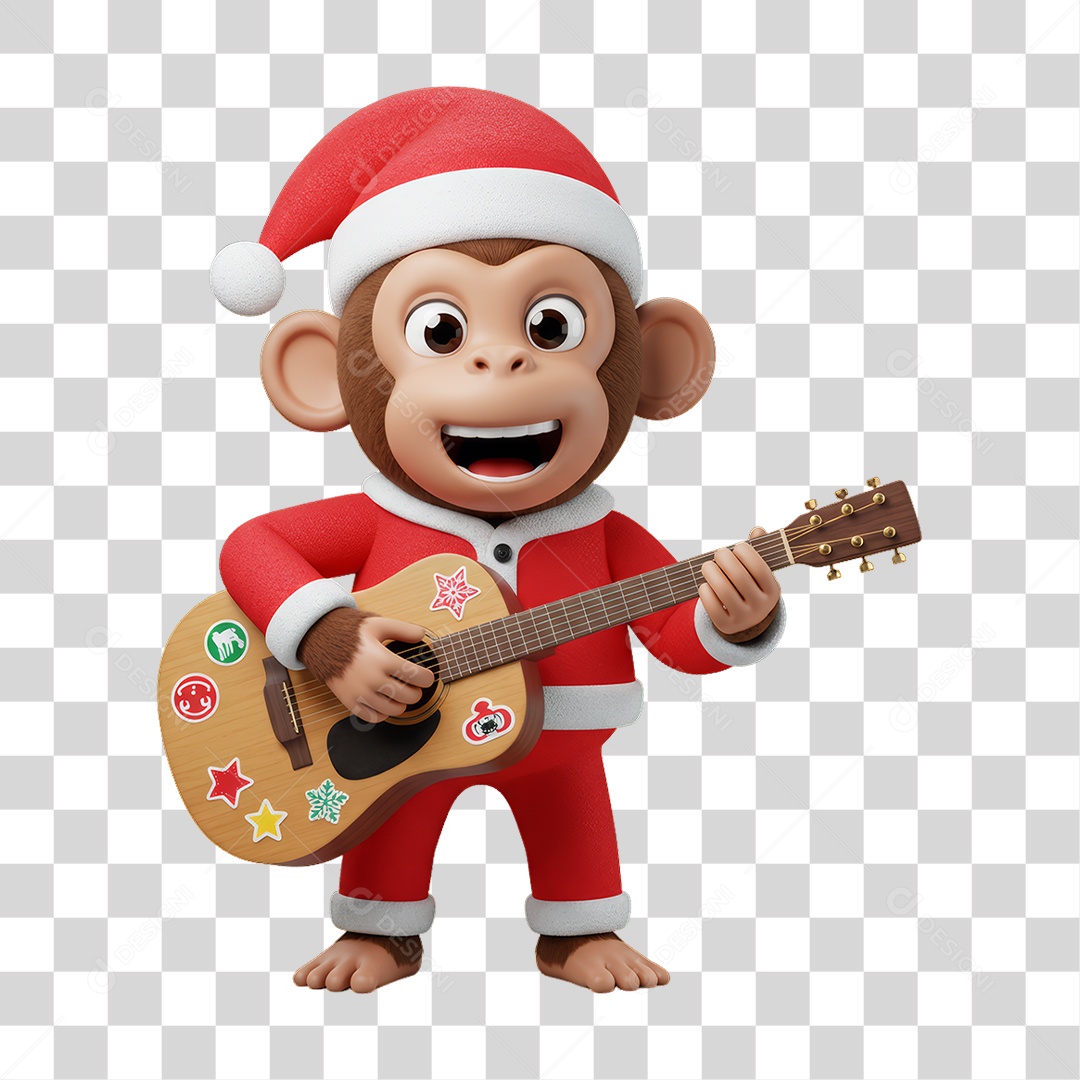 Mascote Macaco Decoração de Natal PNG Transparente