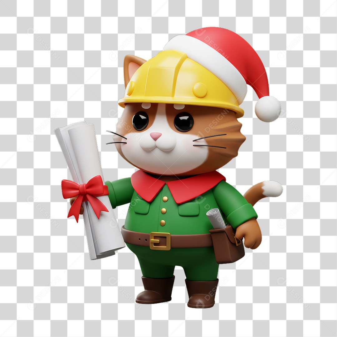 Mascote Gato Decoração de Natal PNG Transparente