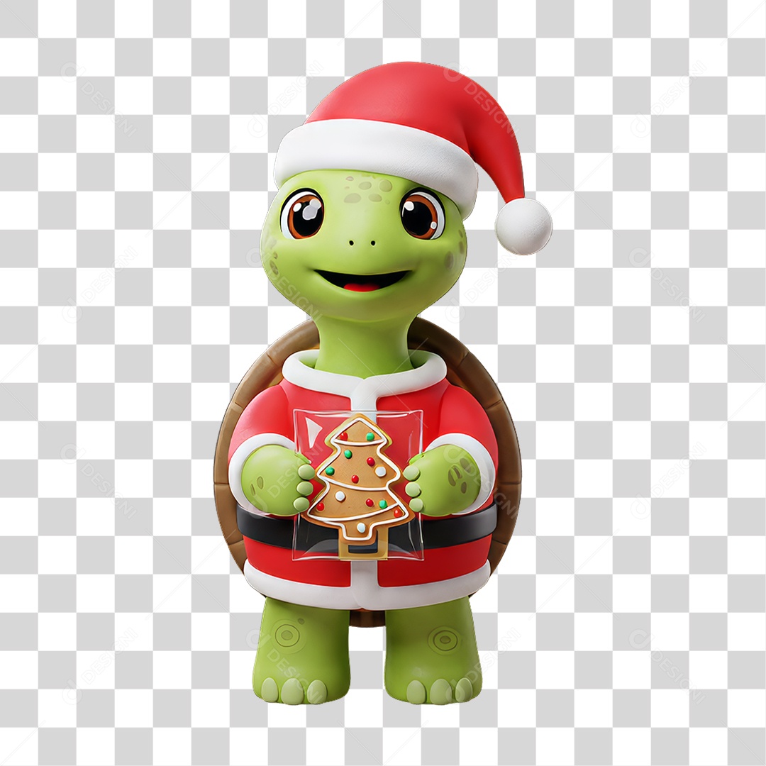 Mascote Tartaruga Decoração de Natal PNG Transparente
