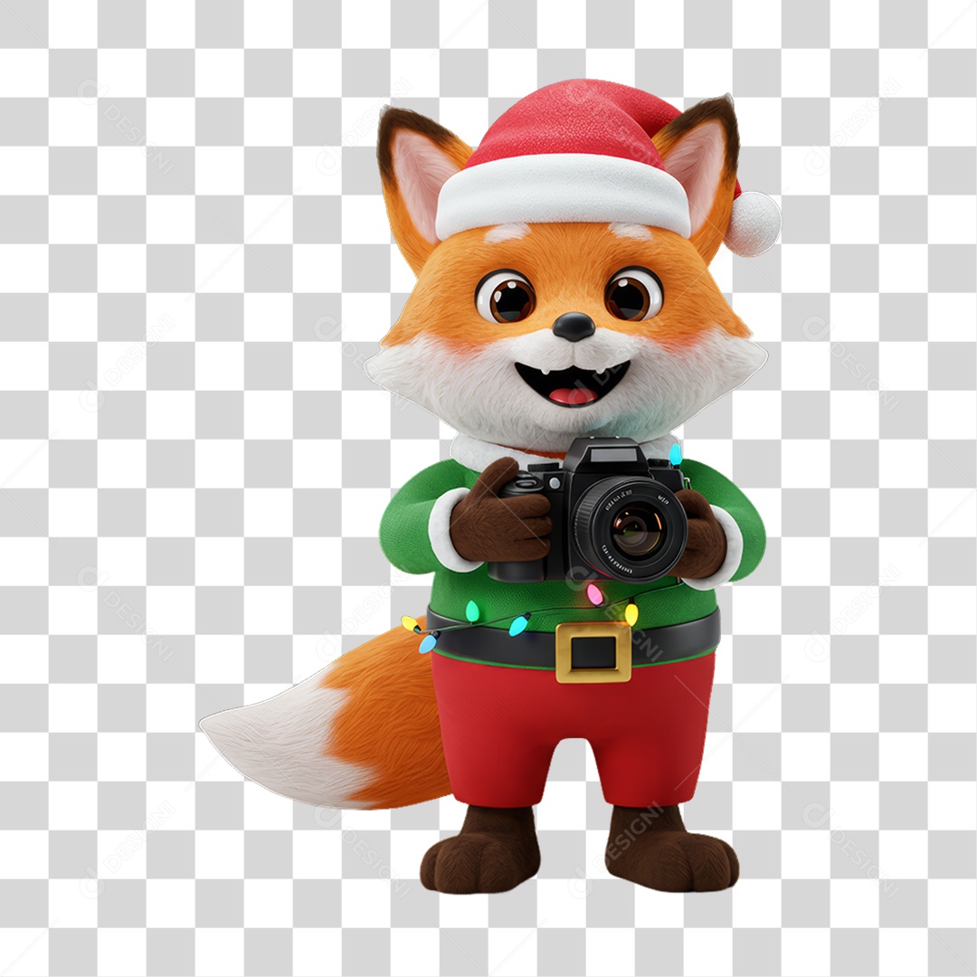 Mascote Raposa Decoração de Natal PNG Transparente