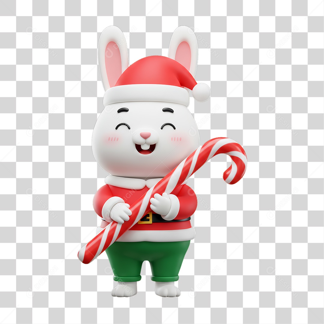 Mascote Coelho Decoração de Natal PNG Transparente