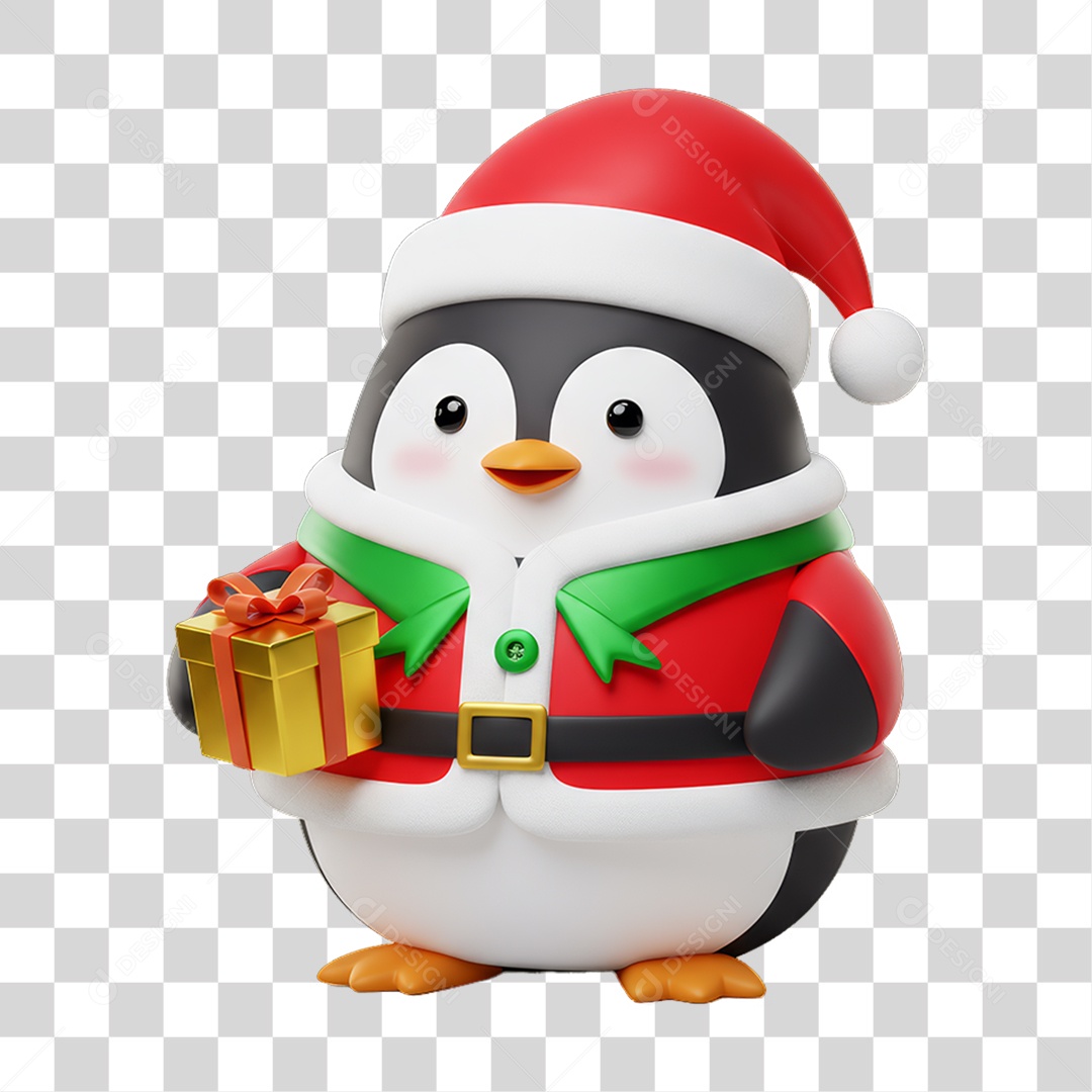 Mascote Pinguim Decoração de Natal PNG Transparente