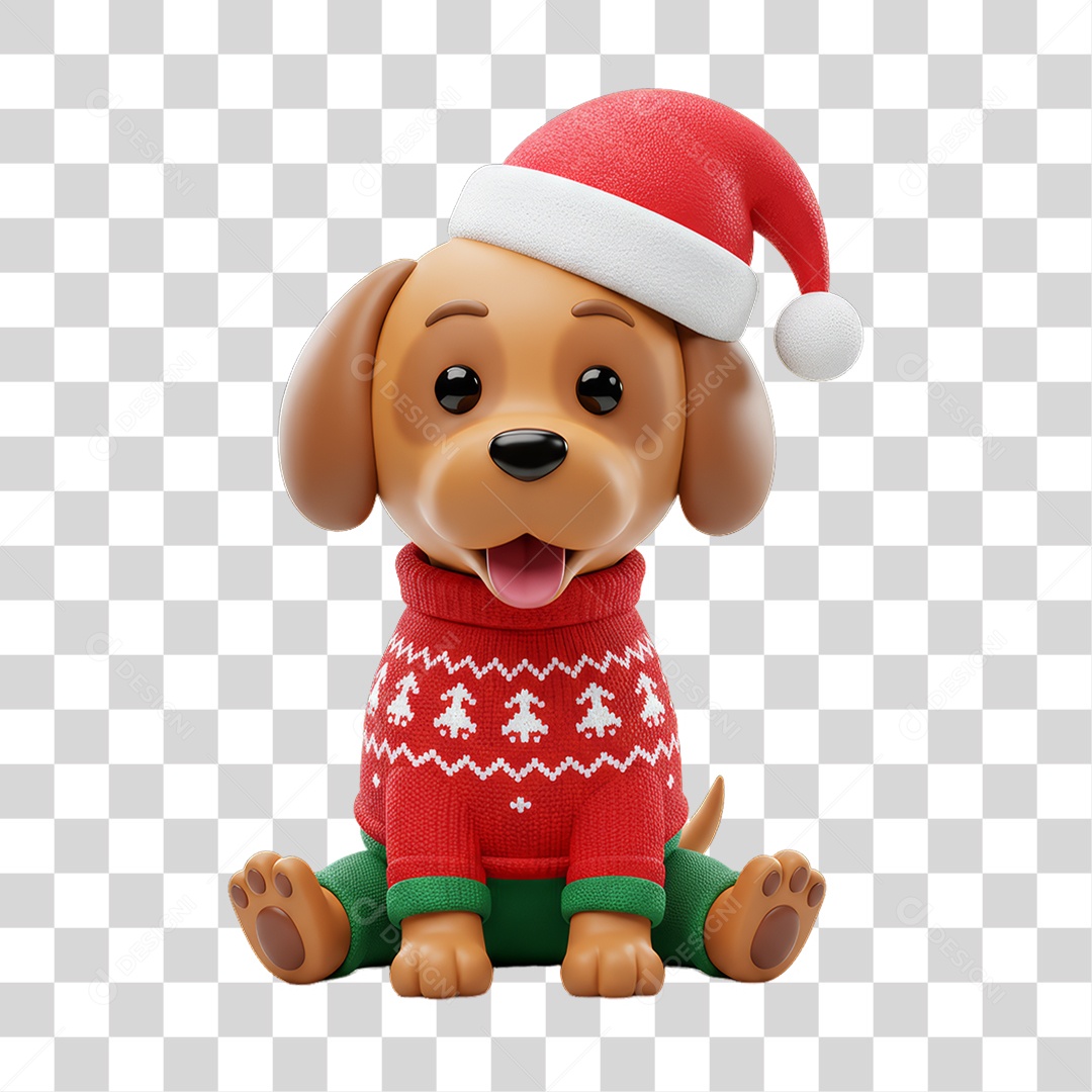 Mascote Cachorro Decoração de Natal PNG Transparente
