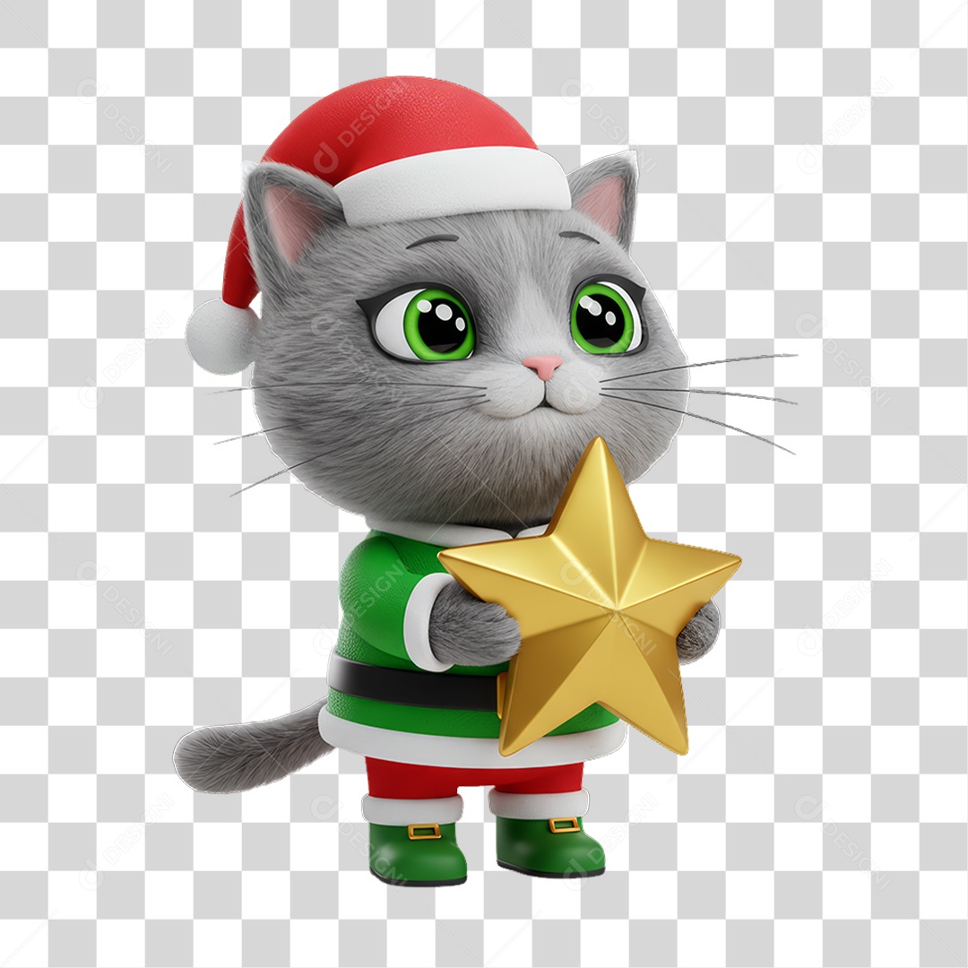 Mascote Gato Decoração de Natal PNG Transparente