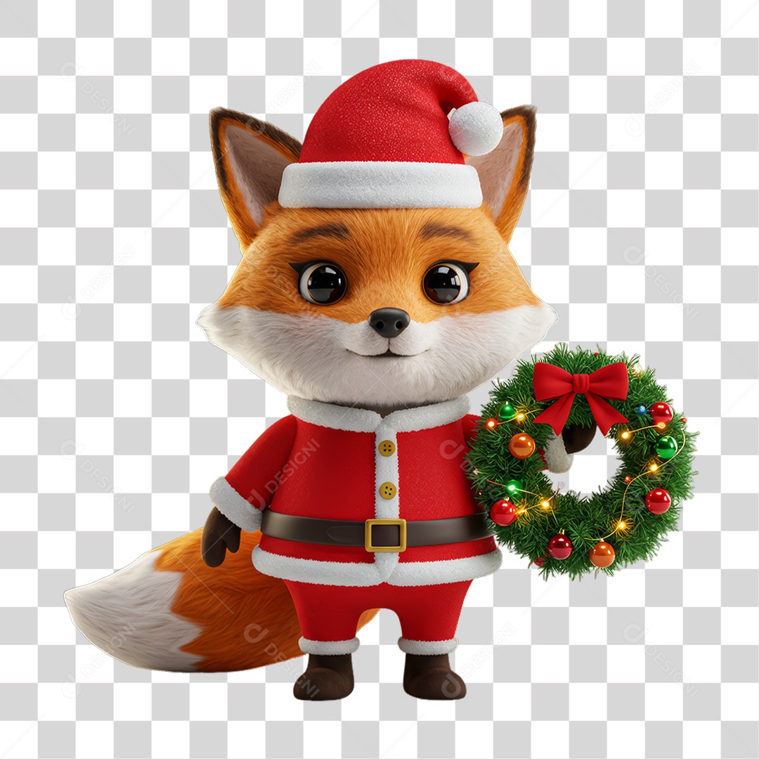 Mascote Raposa Decoração de Natal PNG Transparente