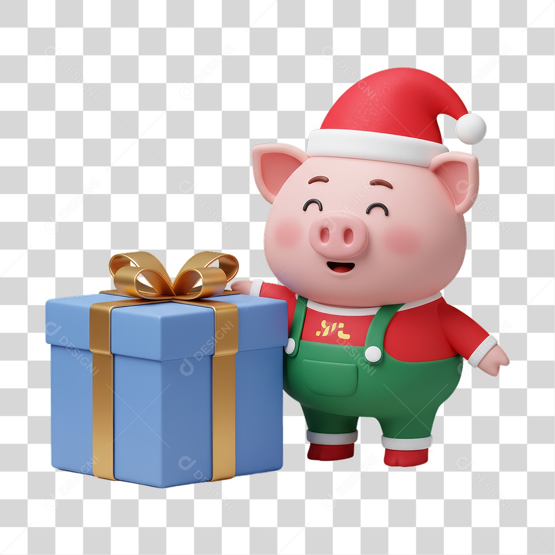 Mascote Porco Decoração de Natal PNG Transparente