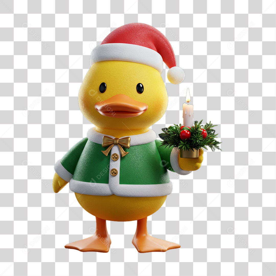 Mascote Pato Decoração de Natal PNG Transparente