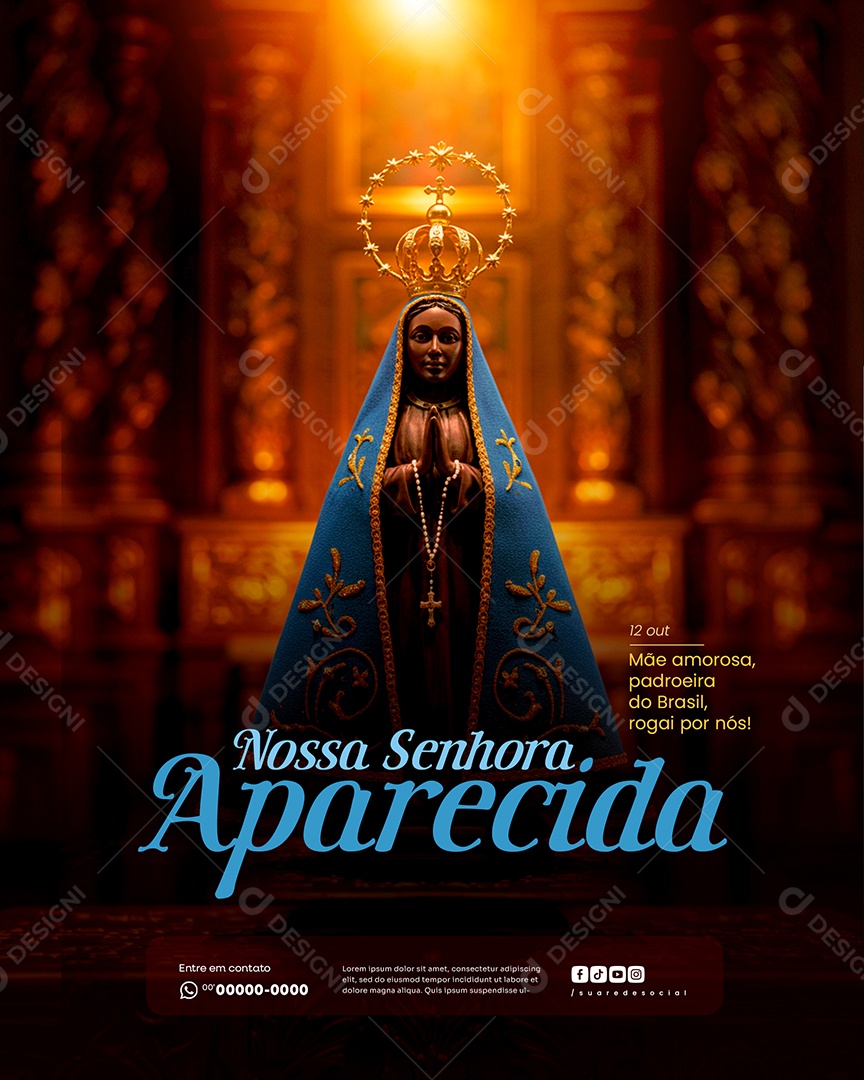 Dia de Nossa Senhora Aparecida 12 de Outubro Social Media PSD Editável