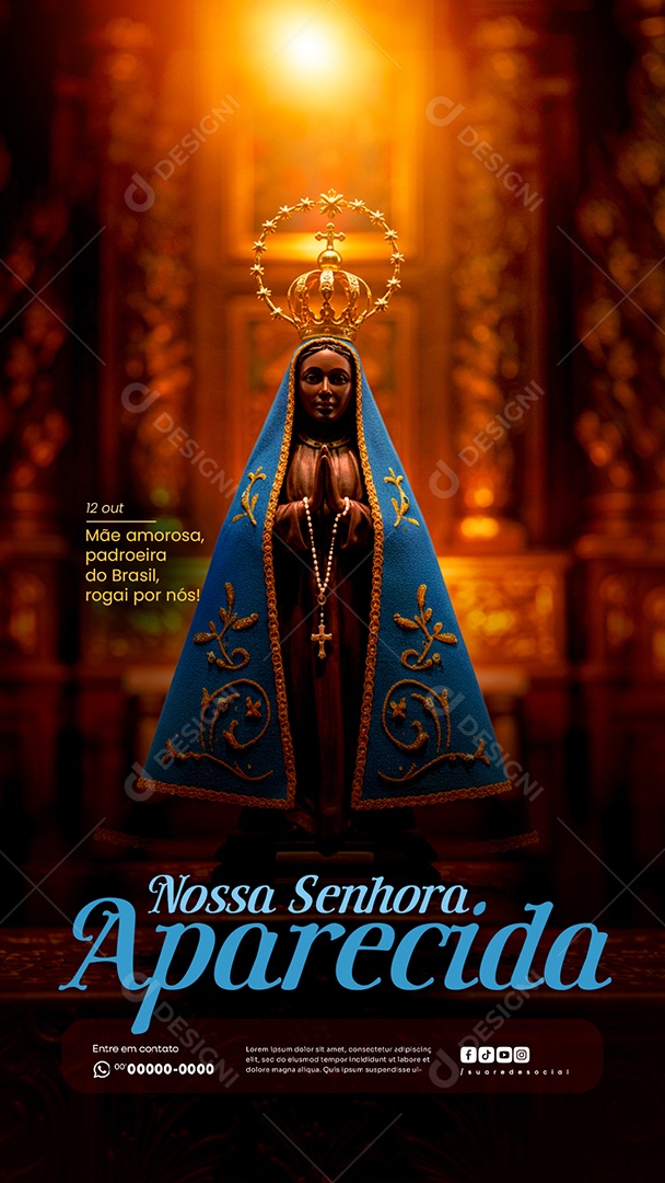 Story Dia de Nossa Senhora Aparecida 12 de Outubro Social Media PSD Editável