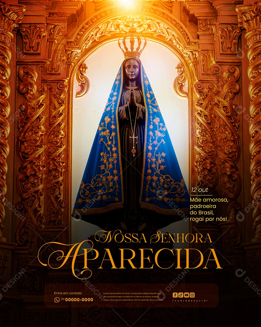 Dia de Nossa Senhora Aparecida 12 de Outubro Social Media PSD Editável