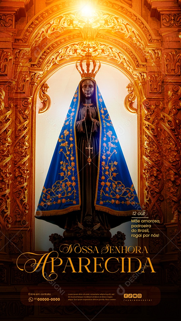 Story Dia de Nossa Senhora Aparecida 12 de Outubro Social Media PSD Editável