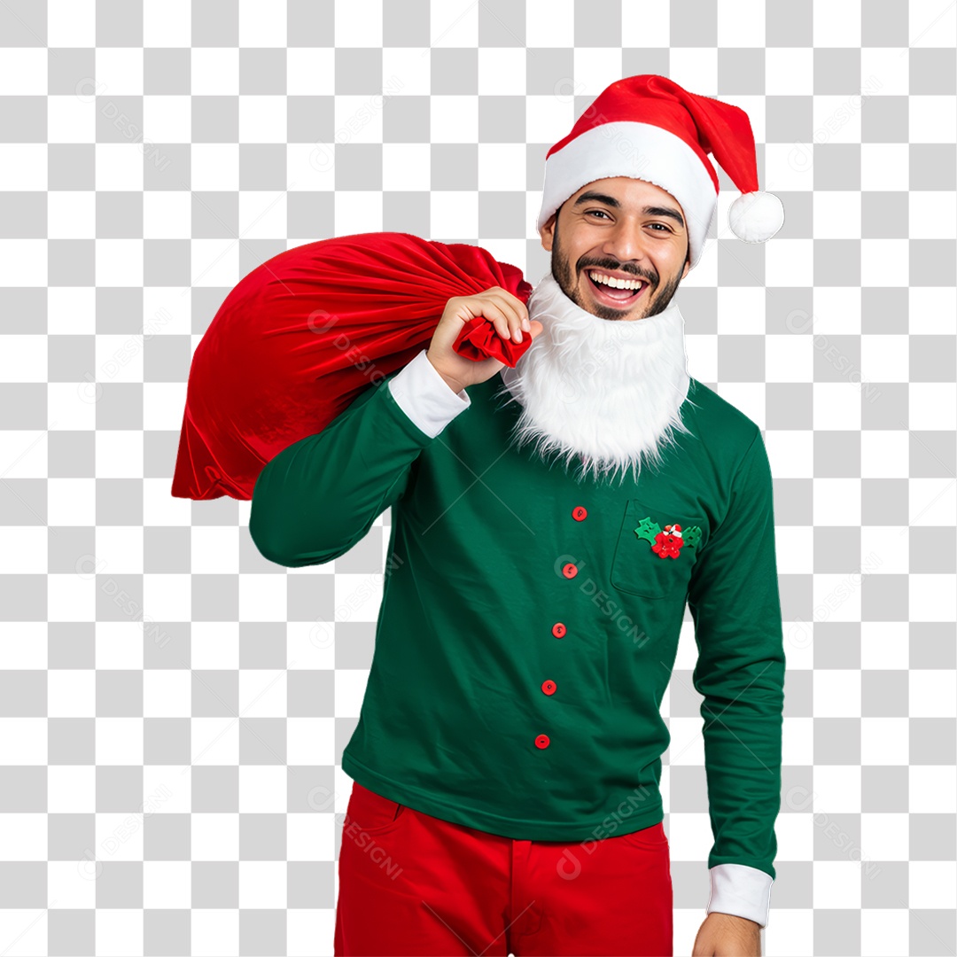 Homem com Roupa de Natal PNG Transparente