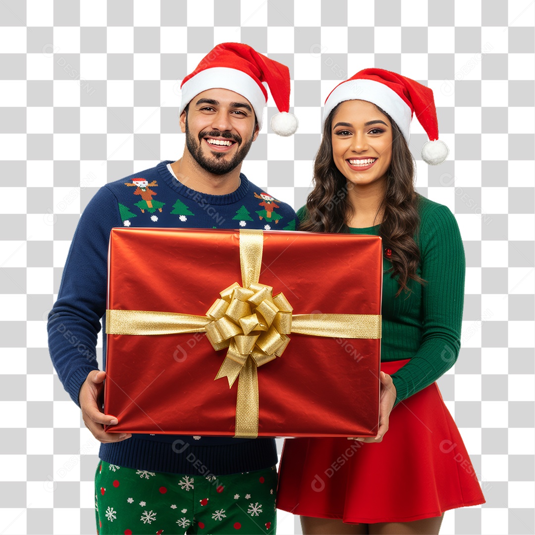 Casal com Roupa de Natal PNG Transparente