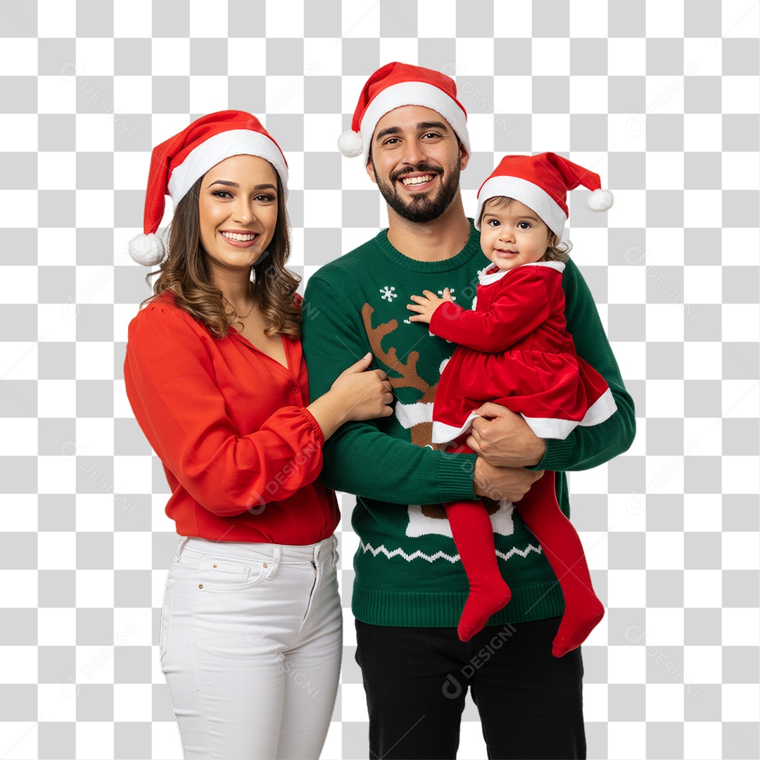Família com Roupa de Natal PNG Transparente