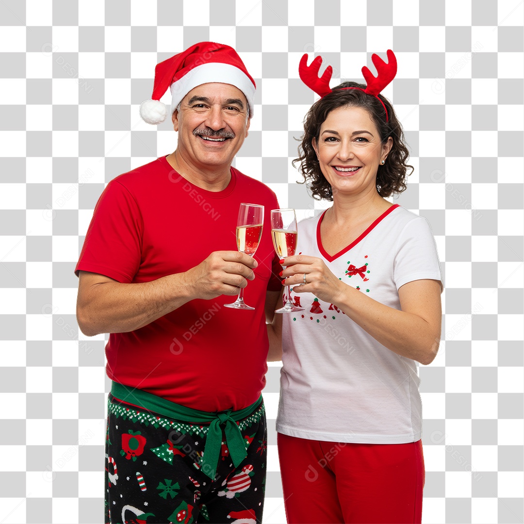Casal com Roupa de Natal PNG Transparente