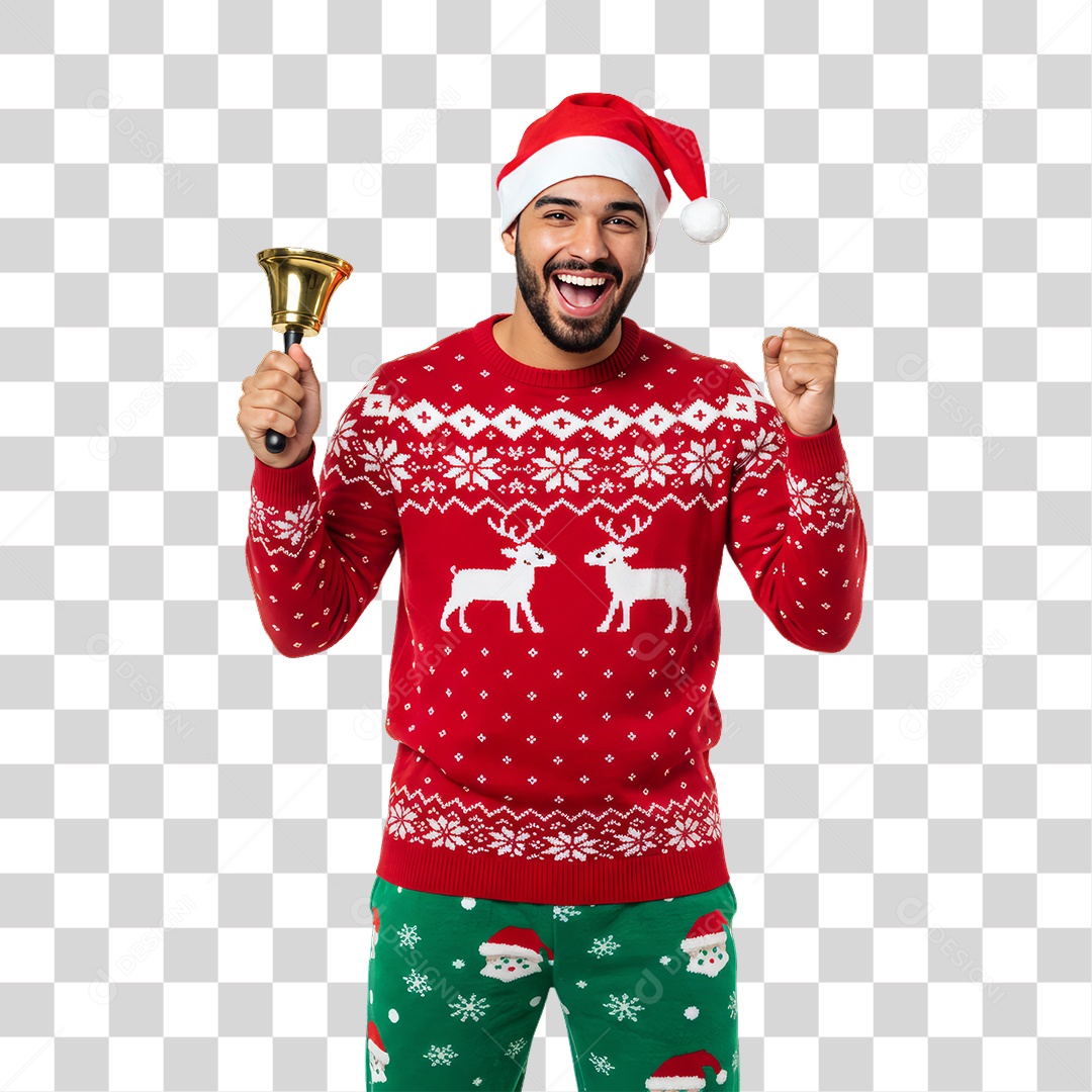 Homem com Roupa de Natal PNG Transparente