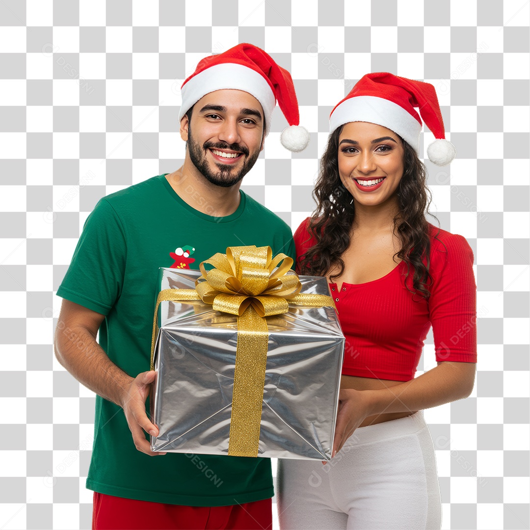 Casal com Roupa de Natal PNG Transparente