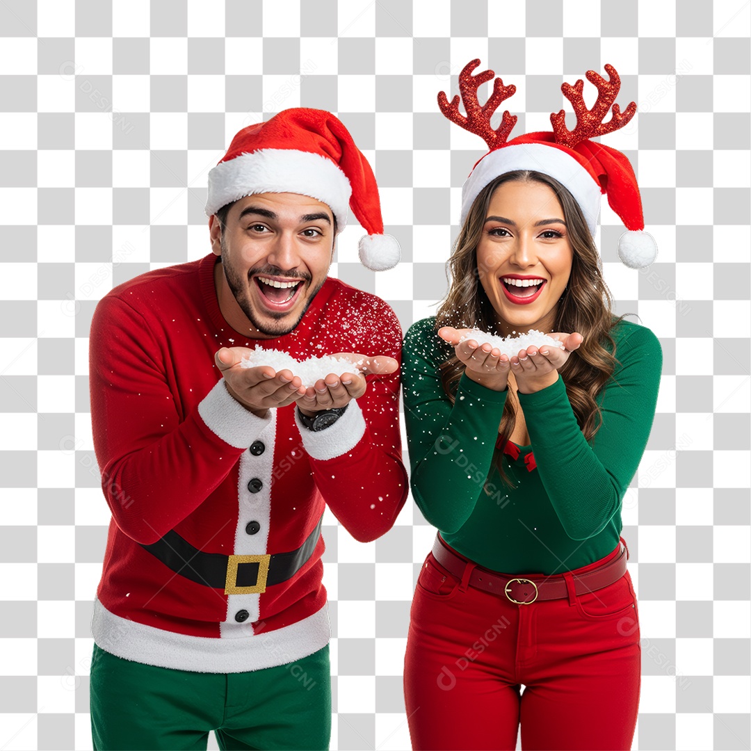 Casal com Roupa de Natal PNG Transparente