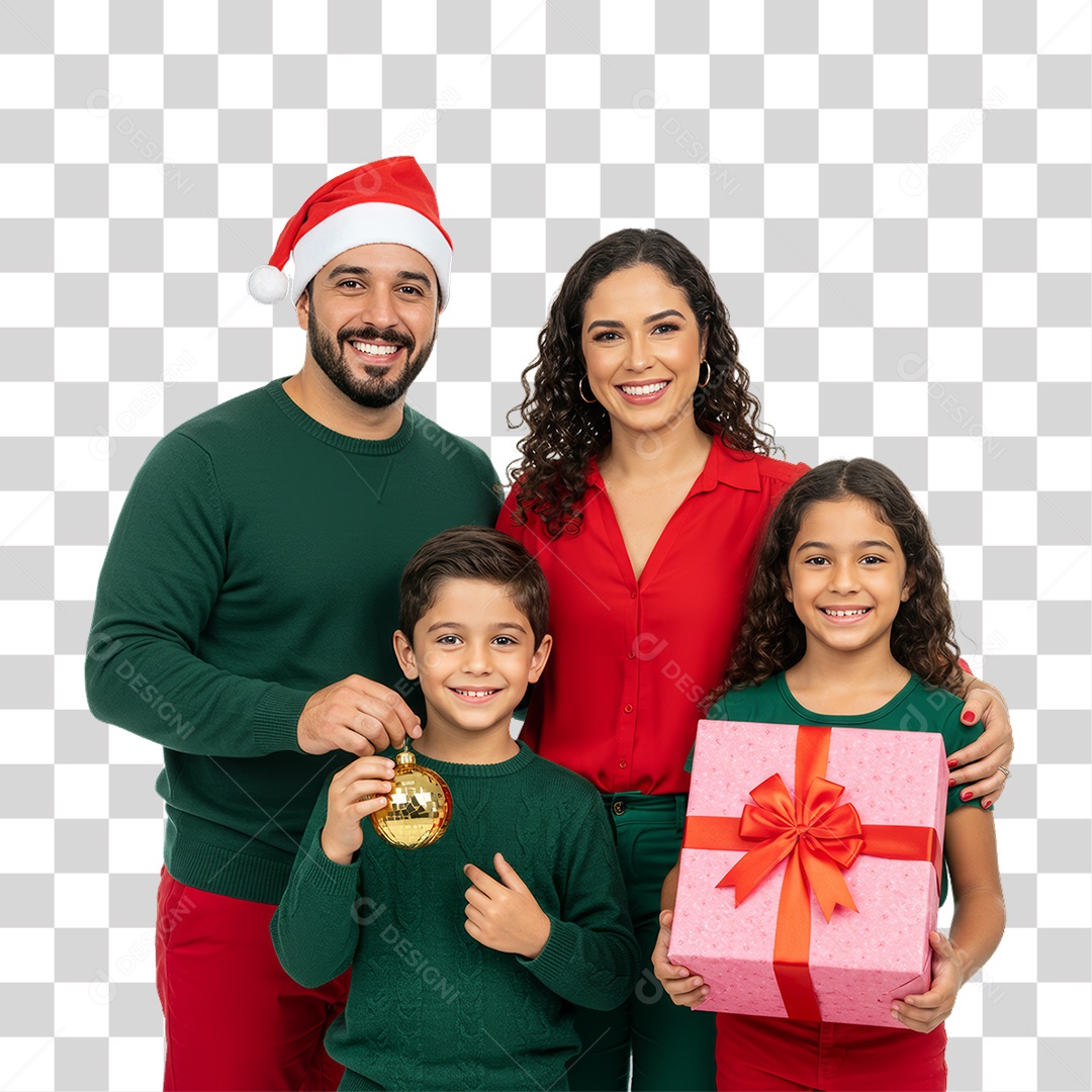 Família com Roupa de Natal PNG Transparente