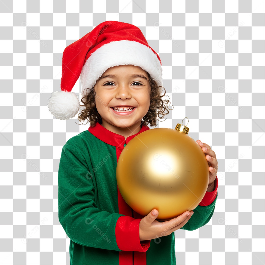 Criança com Roupa de Natal PNG Transparente