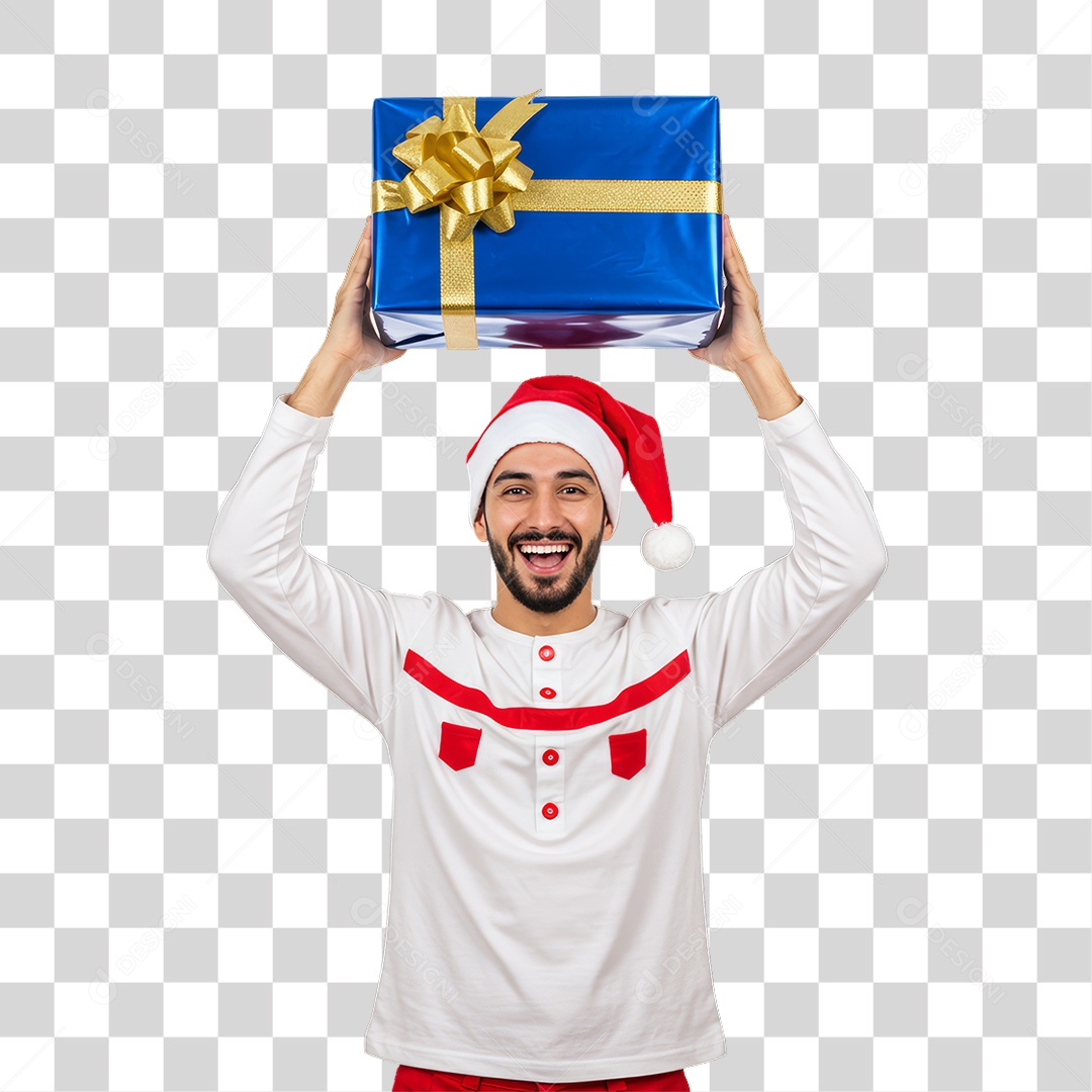 Homem com Roupa de Natal PNG Transparente
