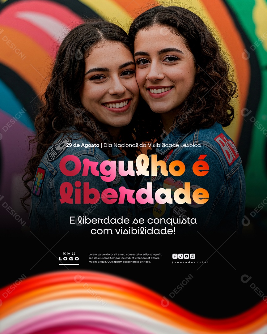 Dia Nacional Da Visibilidade Lésbica 29 de Agosto Liberdade Social Media PSD Editável