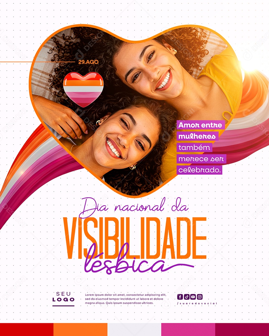 Dia Nacional Da Visibilidade Lésbica 29 de Agosto Social Media PSD Editável