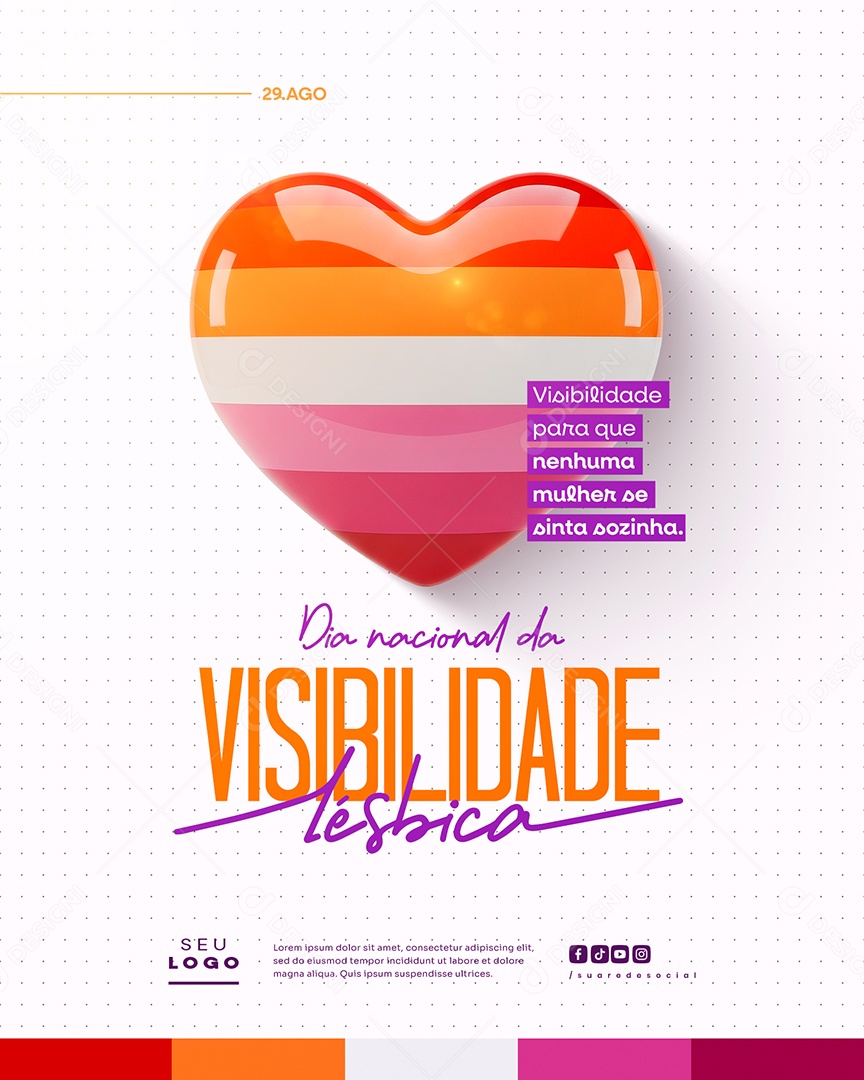 Dia Nacional Da Visibilidade Lésbica 29 de Agosto Social Media PSD Editável