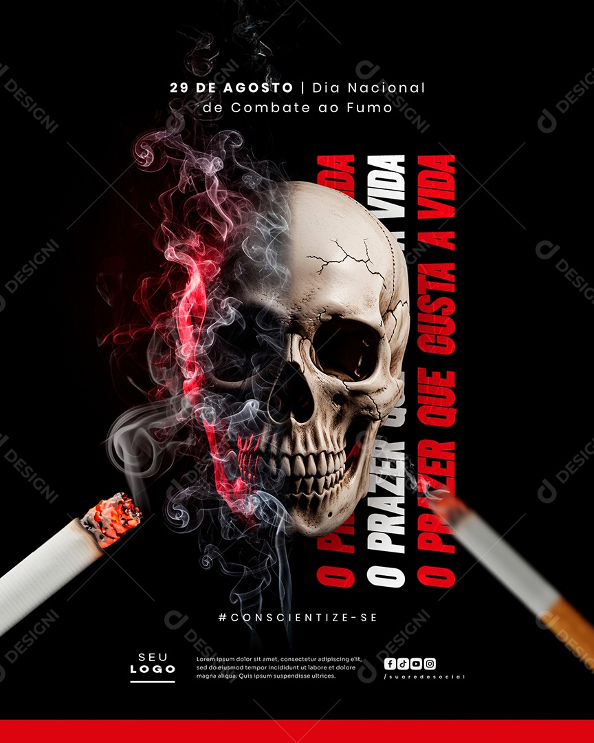 Dia Nacional de Combate ao Fumo 29 de Agosto Social Media PSD Editável