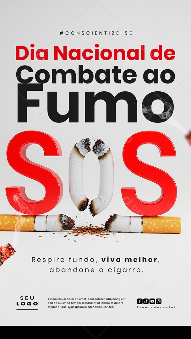 Story Dia Nacional de Combate ao Fumo 29 de Agosto SOS Social Media PSD Editável