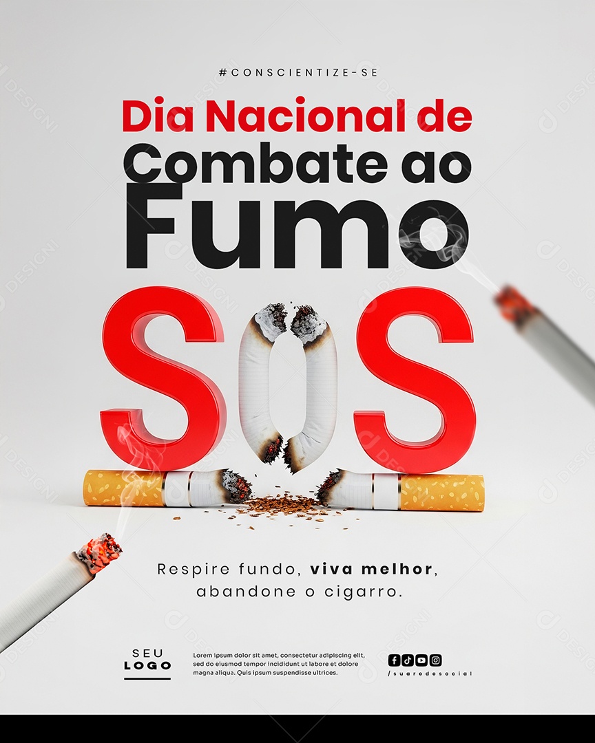 Dia Nacional de Combate ao Fumo 29 de Agosto Social Media PSD Editável