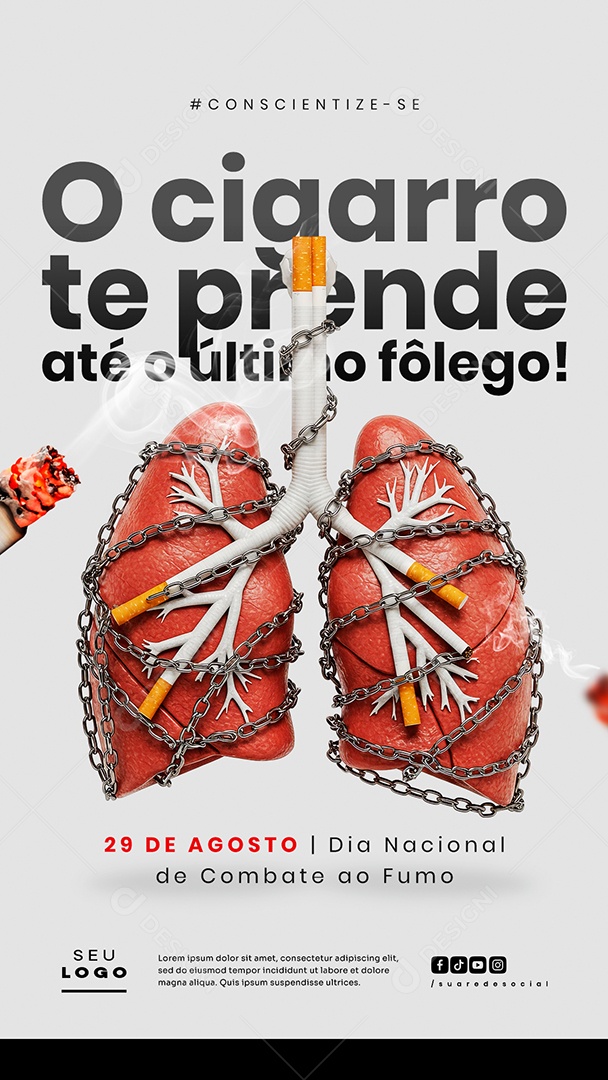 Story Dia Nacional de Combate ao Fumo 29 de Agosto Social Media PSD Editável