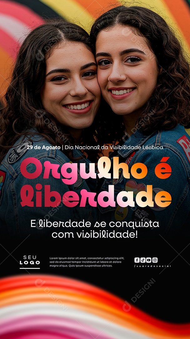 Story Dia Nacional Da Visibilidade Lésbica 29 de Agosto Orgulho é Liberdade Social Media PSD Editável
