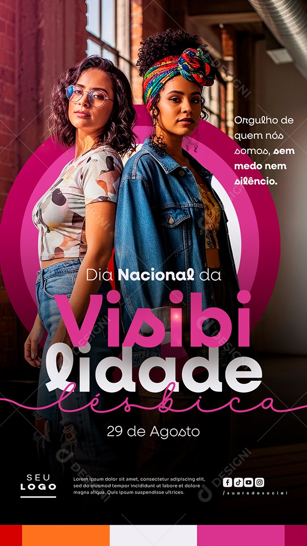 Story Dia Nacional Da Visibilidade Lésbica 29 de Agosto Sem Medo Nem Silêncio Social Media PSD Editável