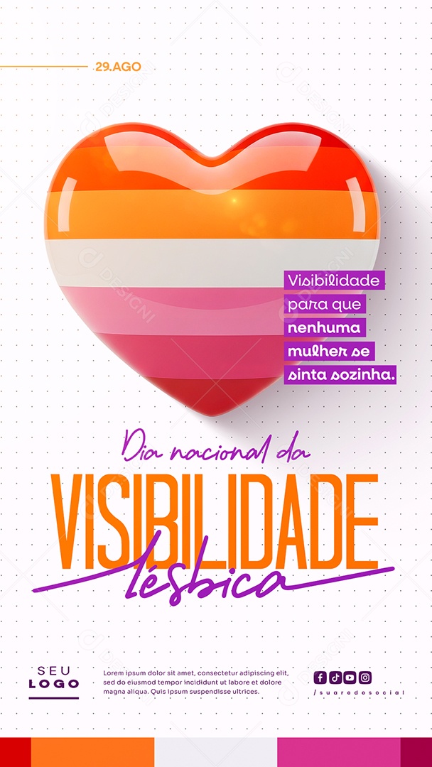 Story Dia Nacional Da Visibilidade Lésbica 29 de Agosto Social Media PSD Editável